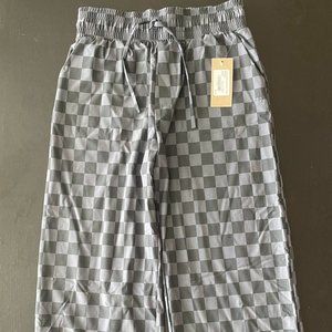 Albion Fit Audrey Wide Leg Pants, Slate Checkers, XS Petite Womens